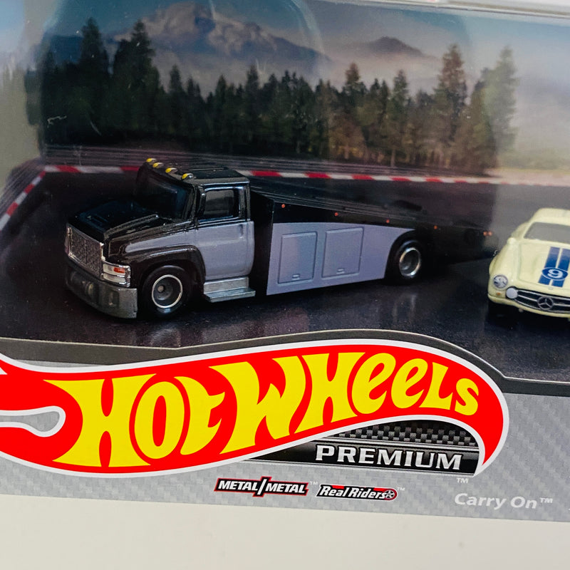 2021 Hot Wheels Premium Collector Set Mercedes-Benz Diorama de 4 - Mercedes Benz 300 SL, Sauber-Mercedes C9, 16 Mercedes-AMG GT3, Carry On