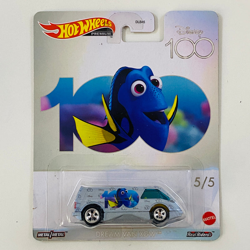 2023 Hot Wheels Premium Pop Culture Disney 100 Aniversario Buscando a Dory Dream Van XGW celeste Llantas de Goma RR base ZAMAC