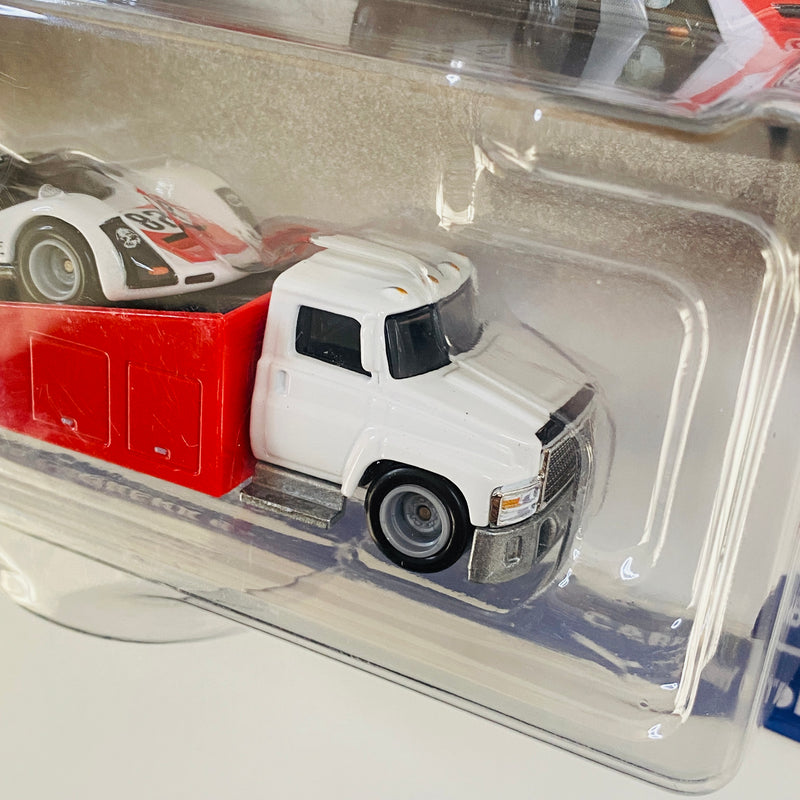 2024 Hot Wheels Premium Car Culture Team Transport 66 Porsche 906 Carrera 6 y camión Carry On con Llantas de Goma RR