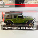 2025 Hot Wheels Premium 1:43 Jeep Wrangler 392 Rubicon verde Llantas de Goma RR - Escala 1:43