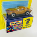 1997 Matchbox 75 Challenge Limited Edition 1/10,000 Chevrolet Corvette Grand Sport dorado metálico