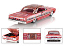 2025 Greenlight Hobby Exclusive Lowriders 1964 Chevrolet Impala rosado con rosas Llantas de Goma