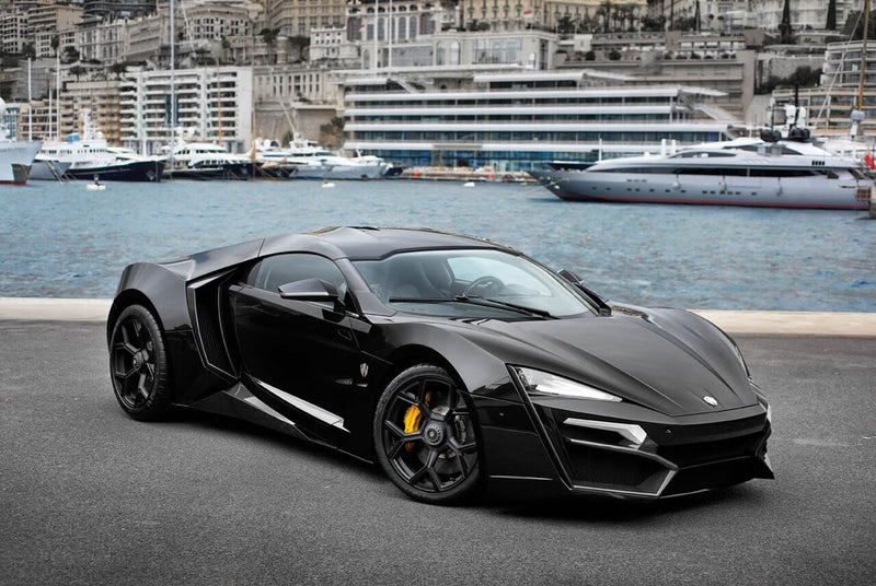 2022 Hot Wheels Premium Boulevard Lykan Hypersport negro Llantas de Goma RR