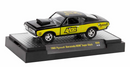 2024 M2 Machines Limited Edition 1/8,250 Accel 1968 Plymouth Barracuda HEMI Super Stock R88 negro con amarillo Llantas de Goma