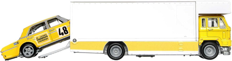 2022 Hot Wheels Premium Car Culture Team Transport Mercedes Benz 300 SEL 6.8 AMG y camión Fleet Flyer con Llantas de Goma RR