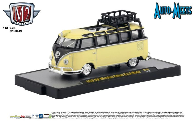 2019 M2 Machines Auto-Meets Limited Edition 1/7,000 Volkswagen 1959 VW Microbus Deluxe USA Model R49 amarillo Llantas de Goma