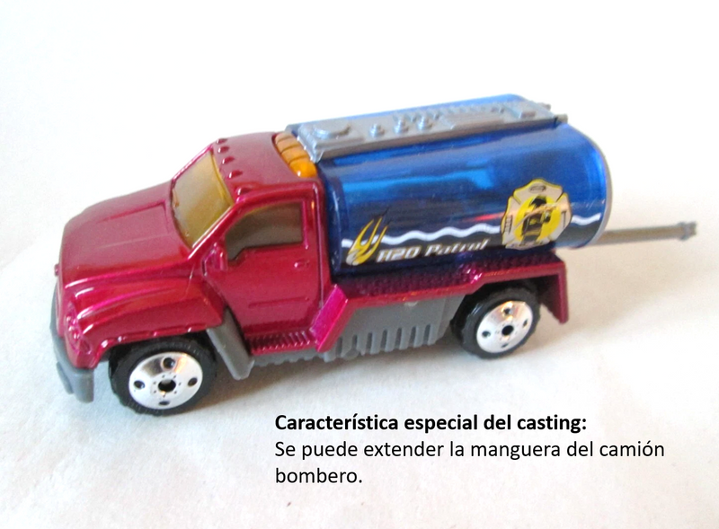 2002 Matchbox 50th Anniversary Rescue Rookies Fire Tanker rojo Bombero con Manguera Extensible