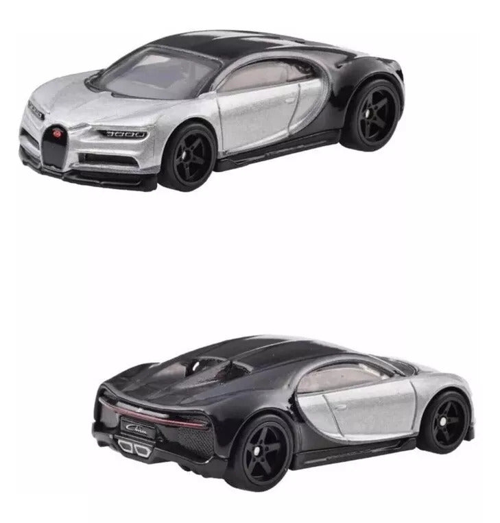 2023 Hot Wheels Premium Car Culture Bugatti 2 Pack Set de 2 - Bugatti Veyron y 16 Bugatti Chiron con Llantas de Goma RR