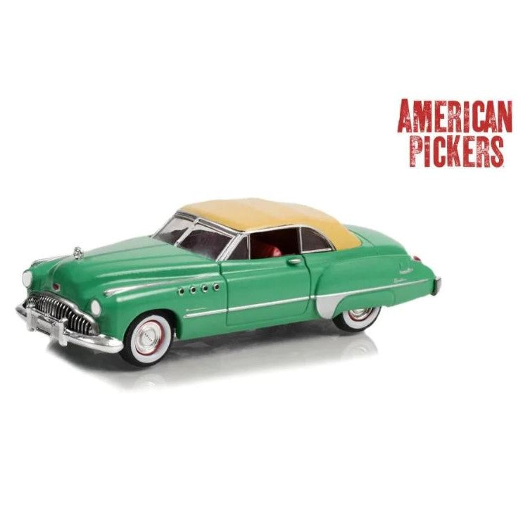 2022 Greenlight Hollywood History American Pickers Cazadores De Tesoros 1949 Buick Roadmaster Convertible verde Llantas de Goma