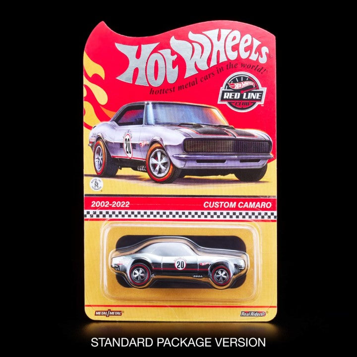 2022 Hot Wheels RLC 20th Anniversary Exclusivo Red Line Club Custom Camaro Chevrolet cromado Llantas Redline RL