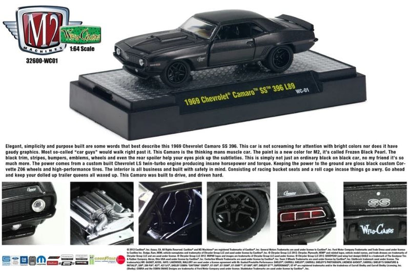 2012 M2 Machines Wild Cards Limited Edition 1969 Chevrolet Camaro SS 396 L89 WC-01 negro Llantas de Goma