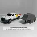 2022 Matchbox MBX Off-Road 16 Toyota Tacoma blanco con Tienda de Camping