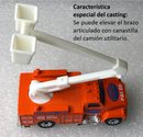 1998 Matchbox Moving Parts Big Movers Ford Utility Truck naranja con Canastilla Elevadora