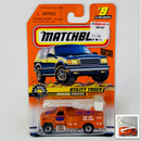 1998 Matchbox Moving Parts Big Movers Ford Utility Truck naranja con Canastilla Elevadora