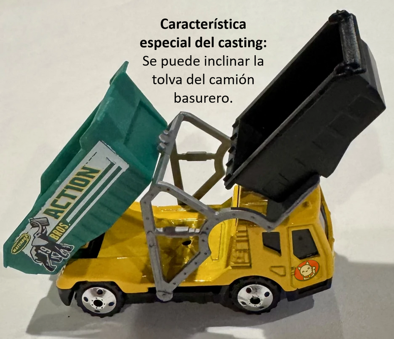 2002 Matchbox 50th Anniversary Rescue Rookies Trash Truck negro con Tolva Inclinable