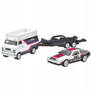 2025 Hot Wheels Premium Car Culture Team Transport DMC DeLorean en Trailer y HW Rally Hauler con Llantas de Goma RR