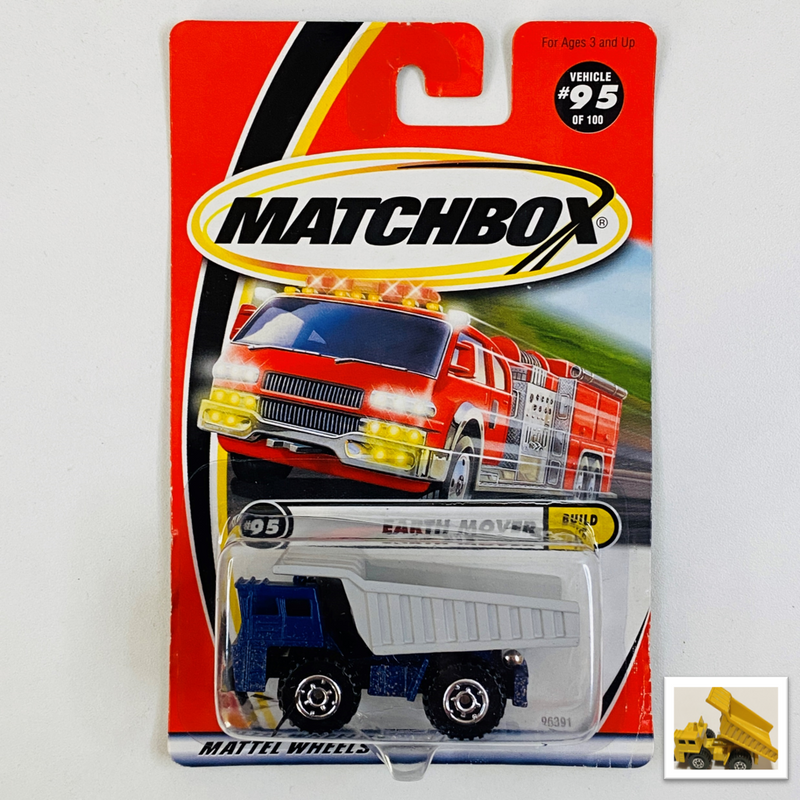 2000 Matchbox Build It Faun Earth Mover azul con Tolva Inclinable