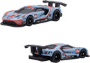 2022 Hot Wheels Premium Car Culture Ford GT 2 Pack Set de 2 - Castrol 16 Ford GT Race y Eco Boost 16 Ford GT Race con Llantas de Goma RR