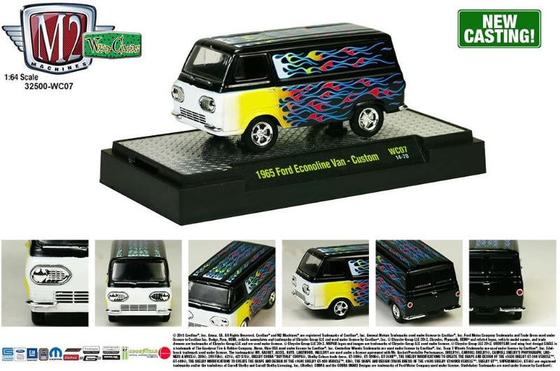 2014 M2 Machines Wild Cards Limited Edition 1965 Ford Econoline Van Custom WC07 negro con flamas Llantas de Goma