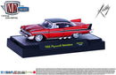2016 M2 Machines Auto-Dreams Limited Edition Walmart Exclusive 1958 Plymouth Belvedere WMTS05 rojo metálico Llantas de Goma