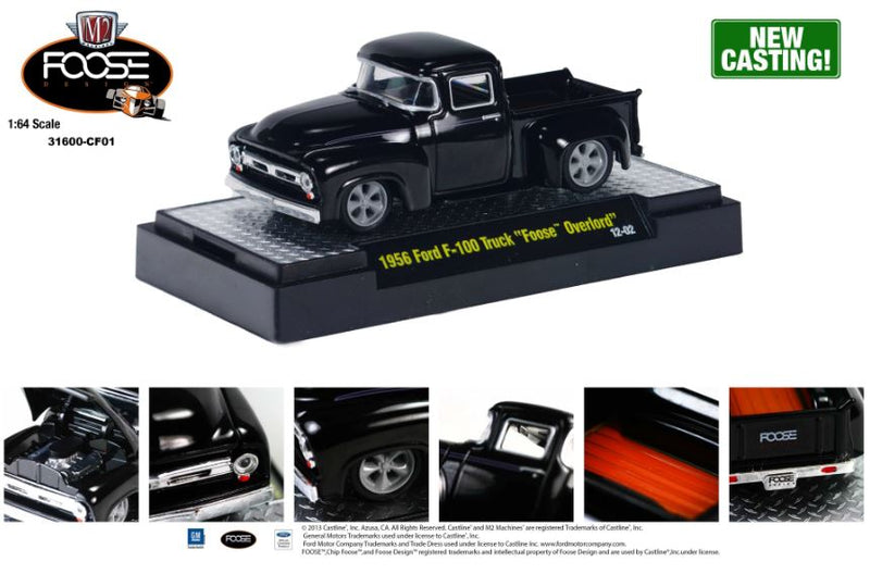 2015 M2 Machines Chip Foose Limited Edition Target Exclusive 1956 Ford F-100 Truck Foose Overlord TGS01 negro Llantas de Goma