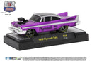 2017 M2 Machines Ground Pounders Limited Edition 1/2,888 1958 Plymouth Fury R16 morado metálico Llantas de Goma