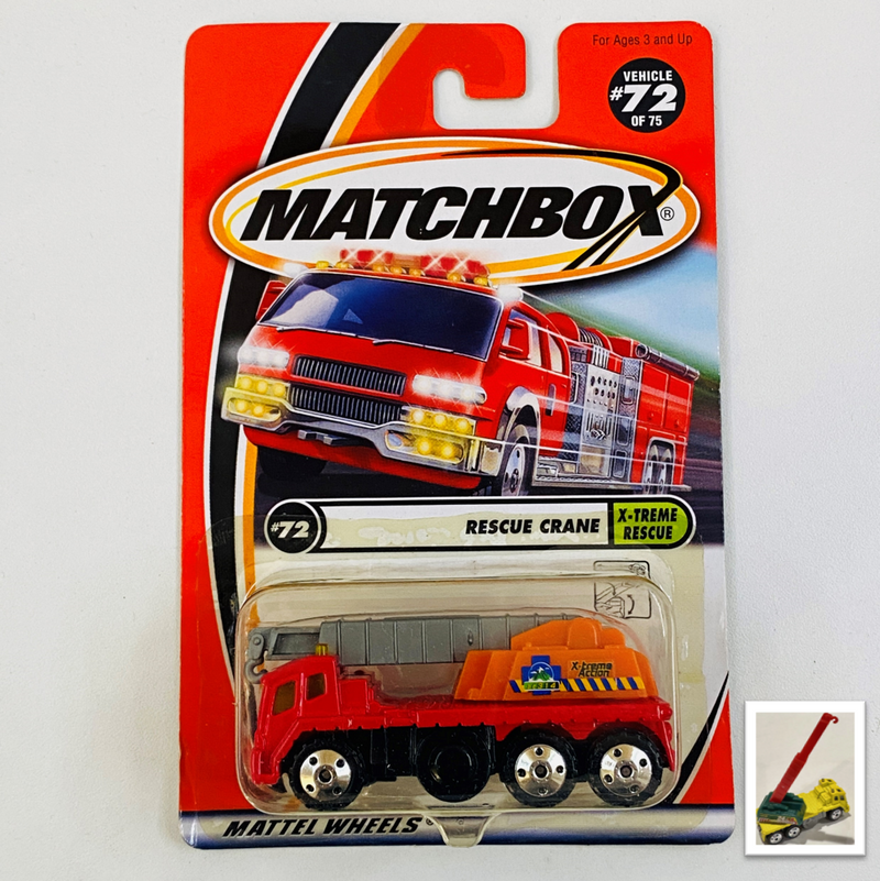2001 Matchbox X-treme Rescue Rescue Crane rojo Primera Edición con Grúa Móvil