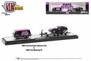 2022 M2 Machines Auto-Haulers Limited Edition 1/8,400 Purple Hornies Flowtech 1965 Ford Econoline Truck y 1988 Ford Mustang GT R56 22-15 con Llantas de Goma