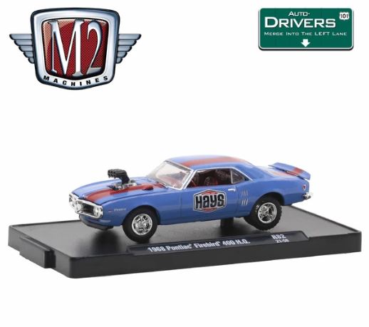 2021 M2 Machines Auto-Drivers Limited Edition 1/9,600 Hays 1968 Pontiac Firebird 400 H.O. R82 azul Llantas de Goma