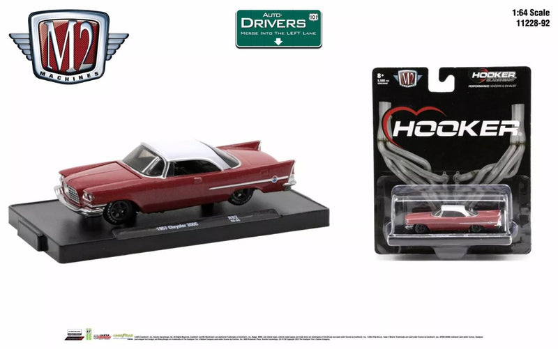 2023 M2 Machines Auto-Drivers Limited Edition 1/9,600 Hooker 1957 Chrysler 300C R92 rojo Llantas de Goma