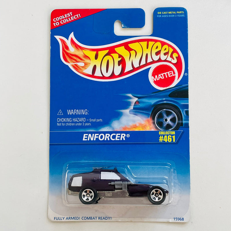 1996 Hot Wheels Enforcer 461 morado 5SP base ZAMAC tarjeta Coolest to Collect