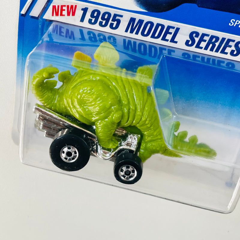 1995 Hot Wheels Model Series Speed-A-Saurus verde BW base ZAMAC