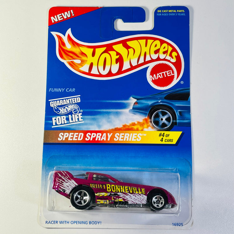 1997 Hot Wheels Speed Spray Series Ford Funny Car morado 5SP base ZAMAC