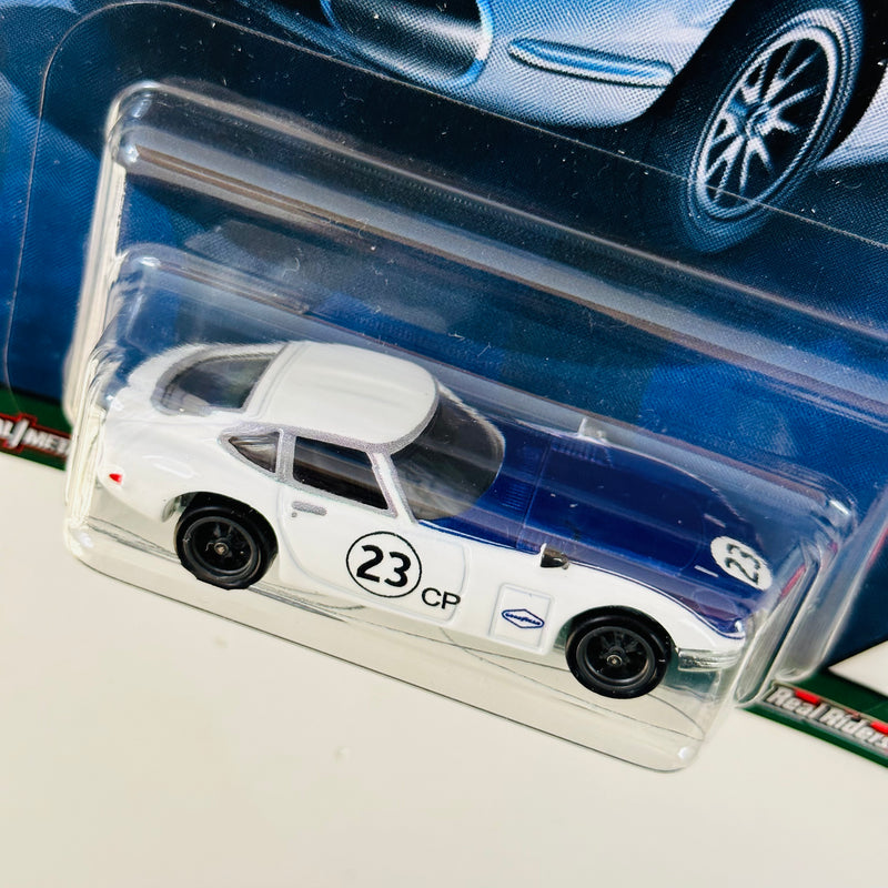 2021 Hot Wheels Premium Car Culture Toyota 2000 GT blanco Llantas de Goma RR base ZAMAC