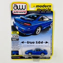 2020 Auto World Modern Muscle Limited Edition 1/10,240 Mitsubishi 1991 Dodge Stealth R/T Twin Turbo azul metálico Llantas de Goma