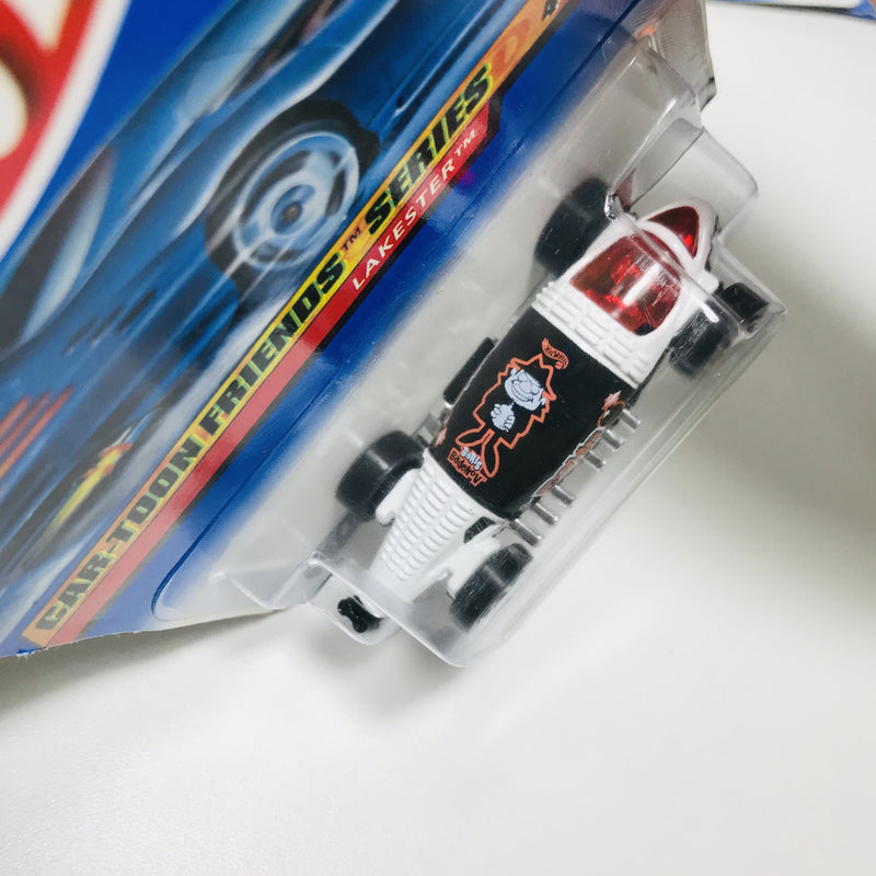 1999 Hot Wheels Car-toon Friends Series Rocky y Bullwinkle Lakester blanco con negro 5SP