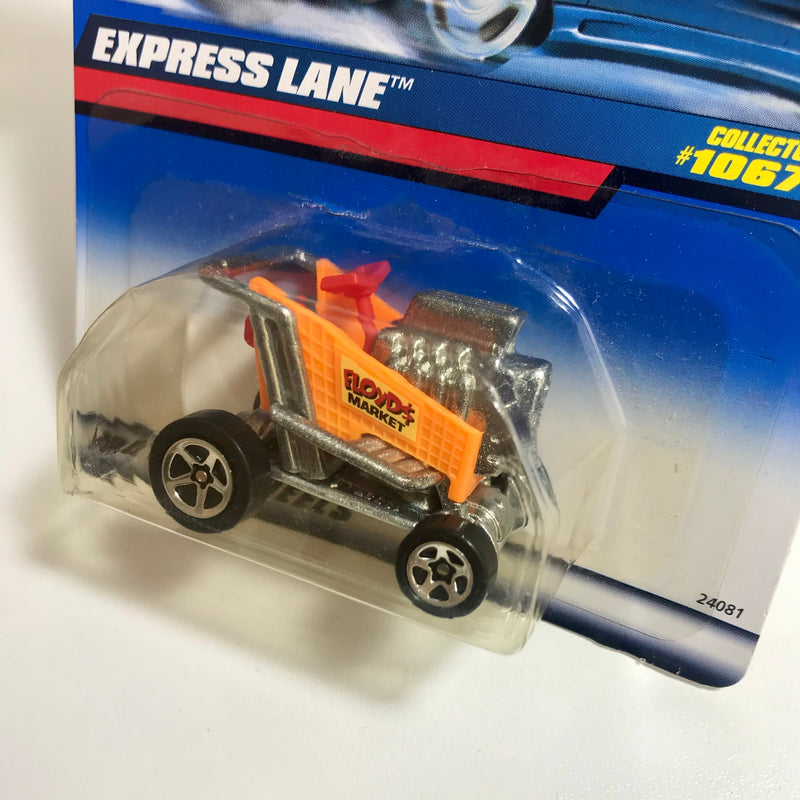 1999 Hot Wheels Express Lane 1067 naranja neón 5SP base ZAMAC