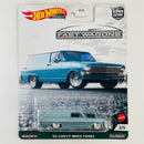 2021 Hot Wheels Premium Car Culture Fast Wagons 64 Chevy Nova Panel celeste metálico Llantas de Goma RR base ZAMAC