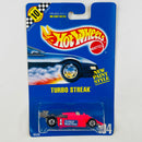 1991 Hot Wheels Speed Points Turbo Streak 104 rojo neón BW base ZAMAC