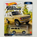 2023 Hot Wheels Premium Fast & Furious Rápidos y Furiosos Toyota Land Cruiser FJ60 beige Llantas de Goma RR base ZAMAC