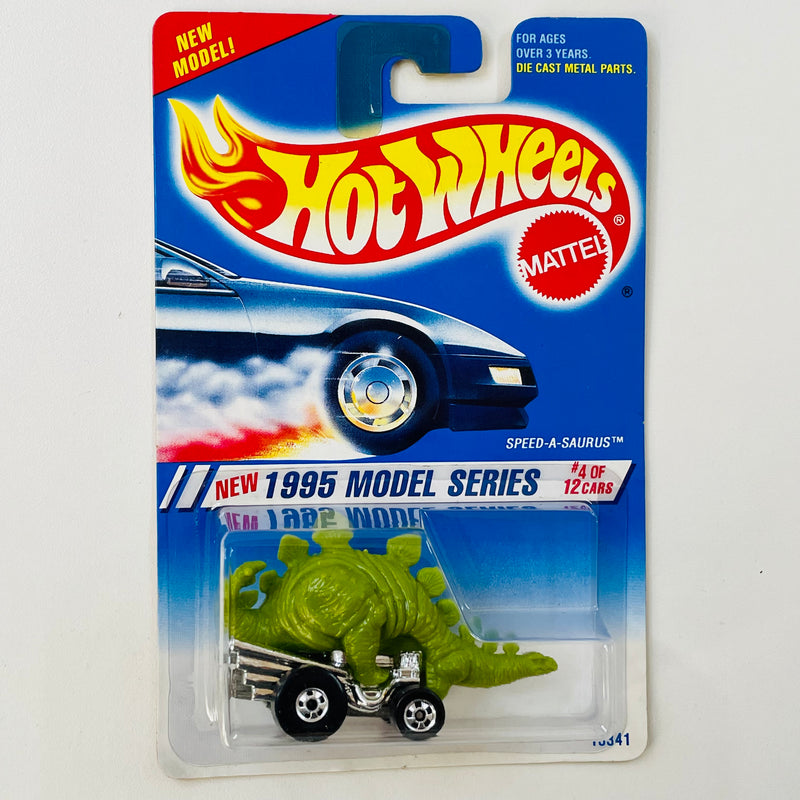 1995 Hot Wheels Model Series Speed-A-Saurus verde BW base ZAMAC