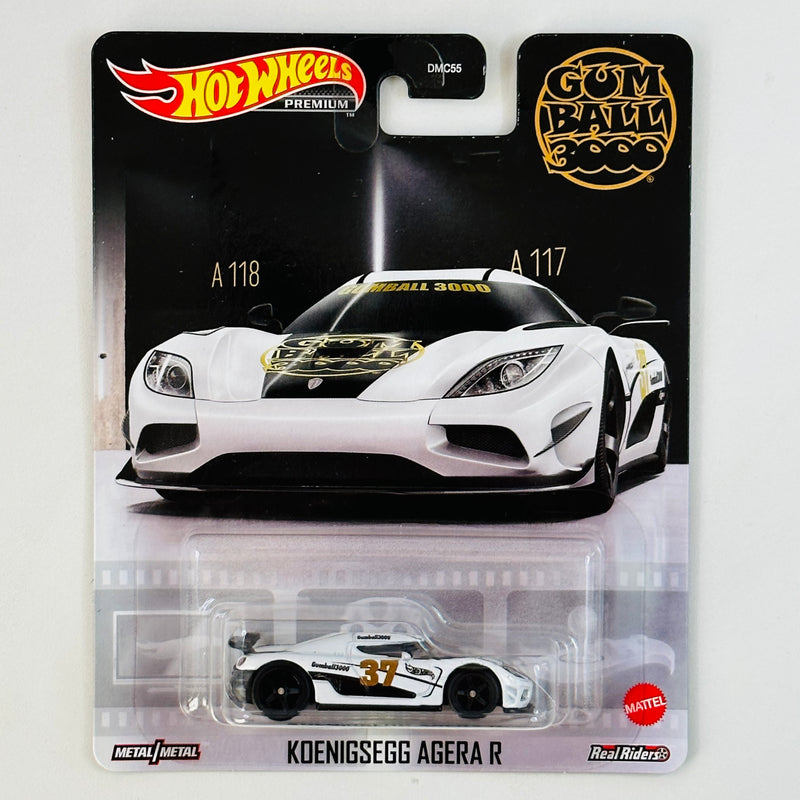2021 Hot Wheels Premium Gumball 3000 Koenigsegg Agera R blanco Llantas de Goma RR