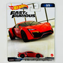 2023 Hot Wheels Premium Fast & Furious Rápidos y Furiosos W Motors Lykan HyperSport rojo metálico Llantas de Goma