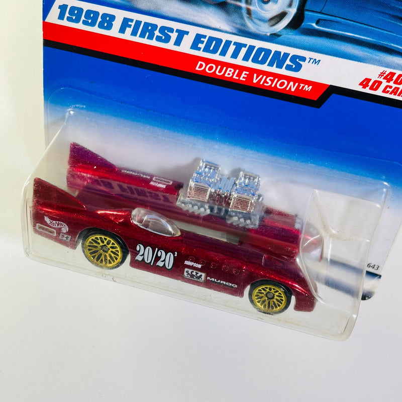 1998 Hot Wheels First Editions Double Vision rojo metálico LW