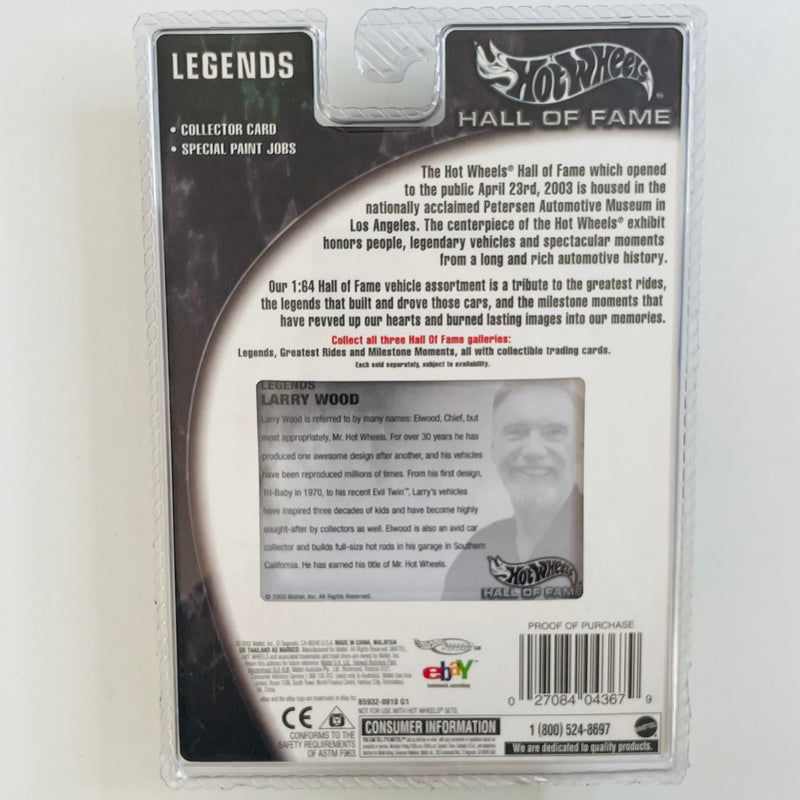 2004 Hot Wheels Hall of Fame Legends Larry Wood Evil Twin naranja spectraflame Llantas de Goma RR