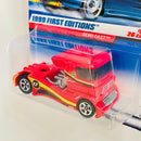 1999 Hot Wheels First Editions Semi-Fast rojo 5SP base ZAMAC