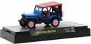 2022 M2 Machines Limited Edition 1/9,600 Bazooka 75th Anniversary 1944 Willys MB Jeep S112 azul con rojo Llantas de Goma