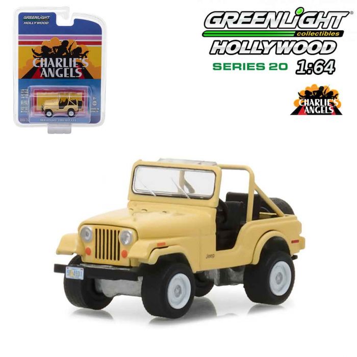 2018 Greenlight Hollywood Limited Edition Charlie's Angels Ángeles de Charlie Julie Rogers 1980 Jeep CJ-5 beige Llantas de Goma