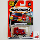 2002 Matchbox CHASE de Edición Limitada 1/10,000 50th Anniversary Rescue Rookies Emergency Power Truck rojo Primera Edición con Torre Elevable - Detalle Burbuja