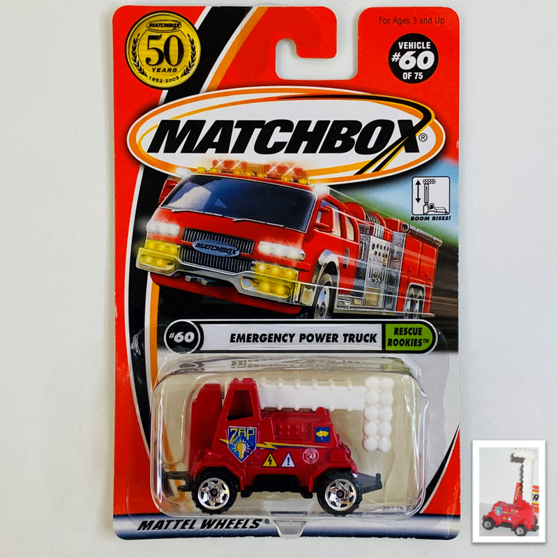 2002 Matchbox CHASE de Edición Limitada 1/10,000 50th Anniversary Rescue Rookies Emergency Power Truck rojo Primera Edición - Detalle Burbuja